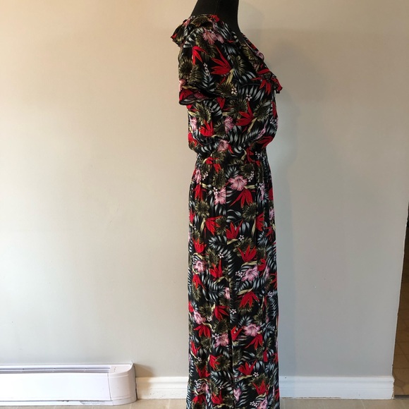 Women’s Calzedonia Cobey Black Floral Tropical Maxi Dress Beach Coverup size S - Picture 9 of 16